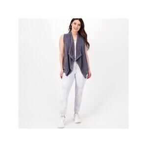 Barefoot Dreams CozyChic Ultra Lite Knit Shawl Pointelle  Vest Gray Size L/XL
